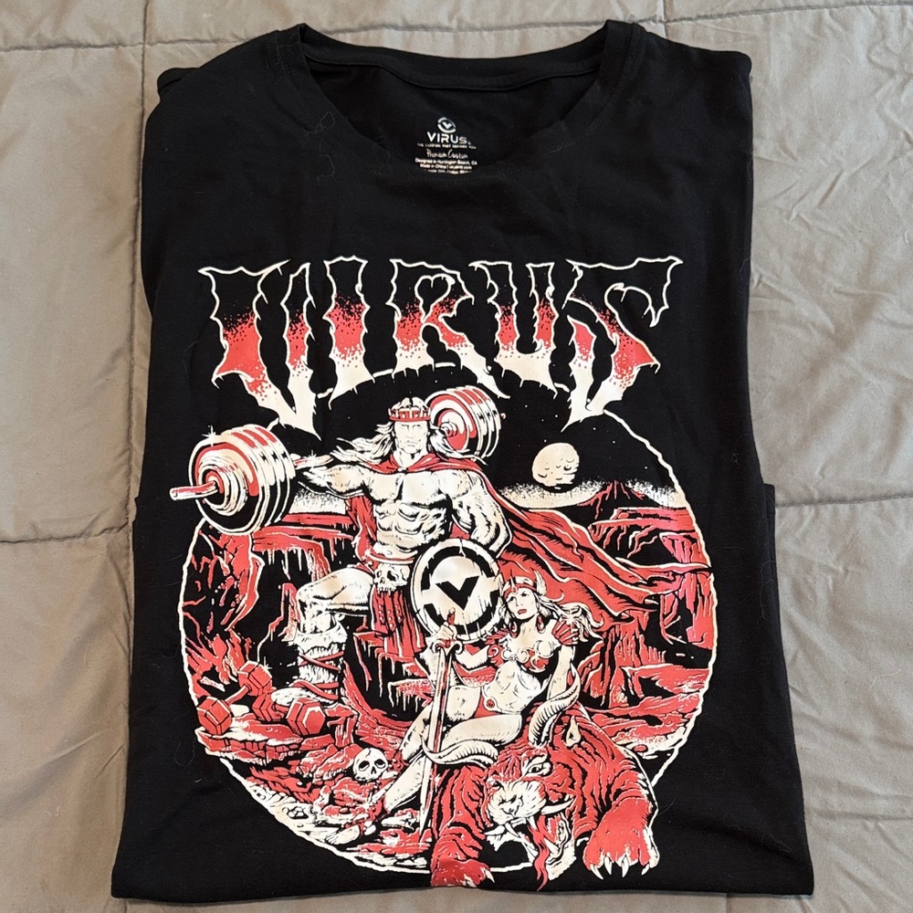 Virus Men's Black and Red Graphic Tee